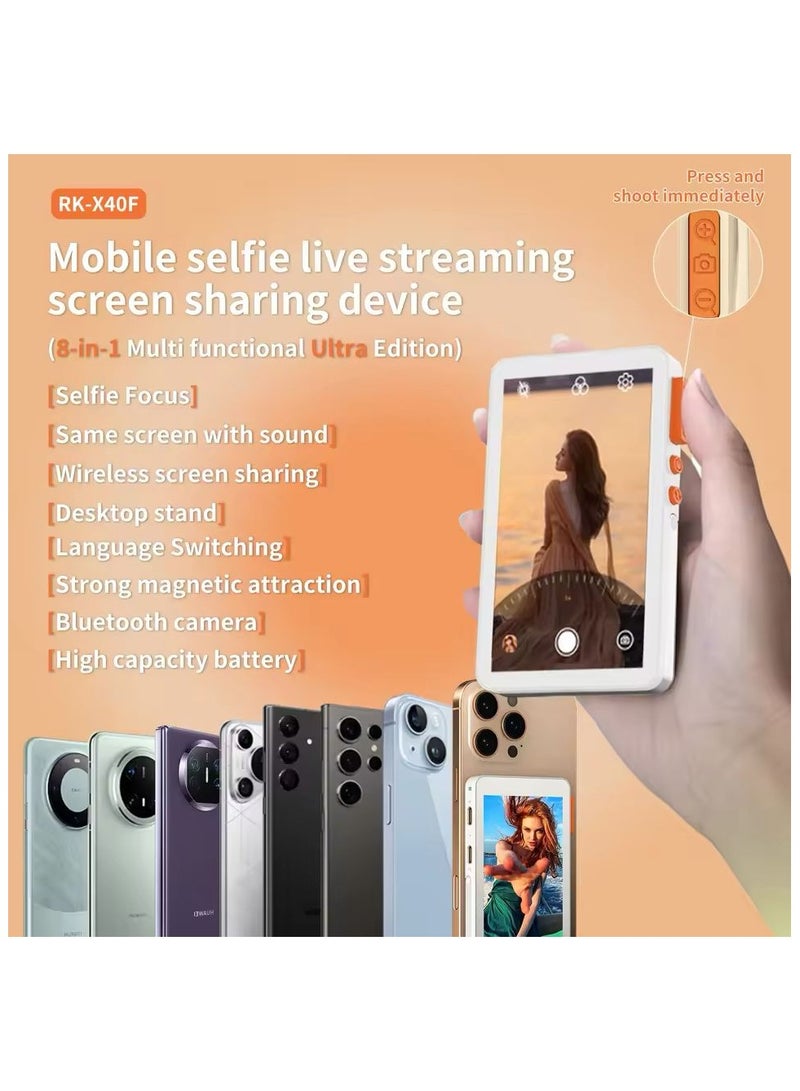 BlueFire Mobile Selfie Live Streaming Device X40F 3rd – 8-in-1 Ultra Edition with Bluetooth Camera, Magnetic Mount, Desktop Stand, 1080p Video, CCD Sensor, Power Bank Function – White - Image 5