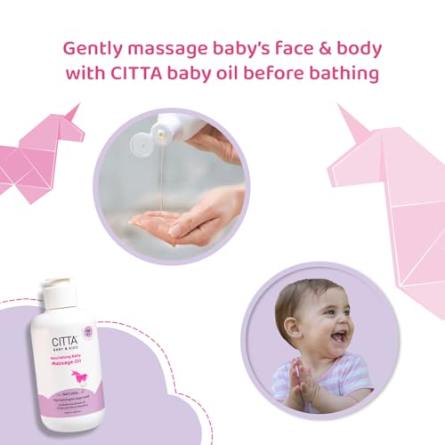 CITTA Baby Oil for Newborn Babies & Kids | Non-Sticky, Fragrance-Free, Easy Spread | Dermatologist Approved Nourishing & Moisturizing Formula for Sensitive Skin | Coconut, Olive & Almond Oils for Gentle Baby Massage | 200ml - Image 4