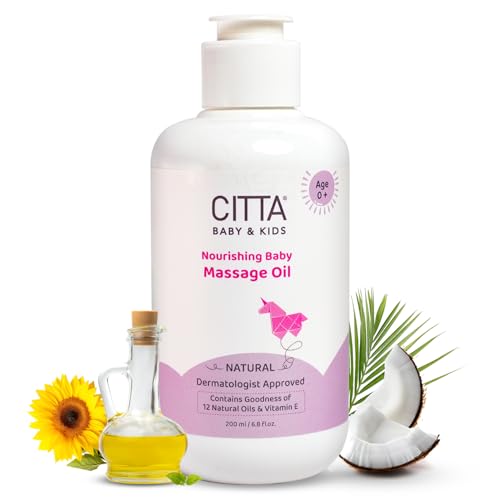 CITTA Baby Oil for Newborn Babies & Kids | Non-Sticky, Fragrance-Free, Easy Spread | Dermatologist Approved Nourishing & Moisturizing Formula for Sensitive Skin | Coconut, Olive & Almond Oils for Gentle Baby Massage | 200ml - Image 1