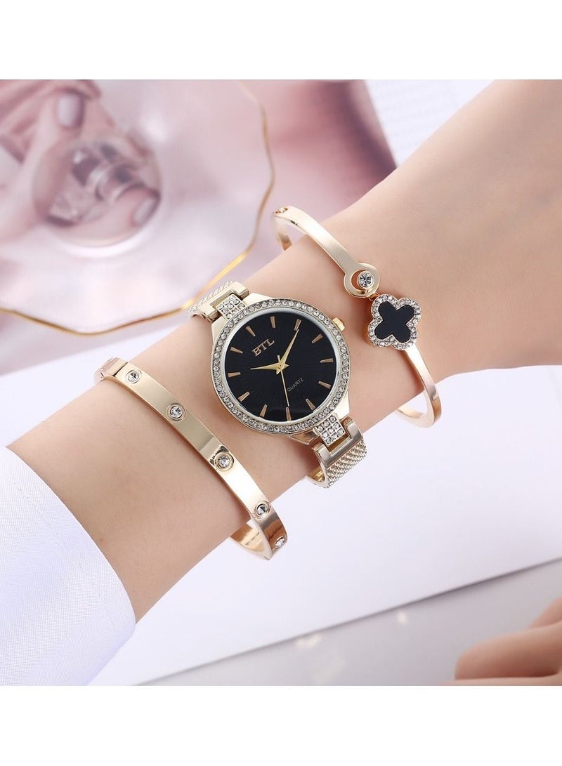BTL Creative And Exquisite Personality Simple Temperament Casual Thin Strap Mesh Strap Quartz Watch Bracelet Set - Image 1