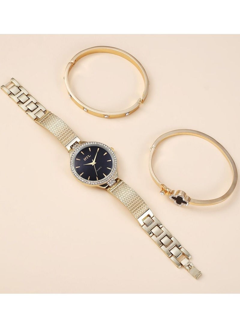 BTL Creative And Exquisite Personality Simple Temperament Casual Thin Strap Mesh Strap Quartz Watch Bracelet Set - Image 3
