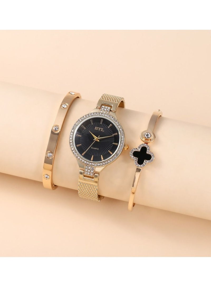BTL Creative And Exquisite Personality Simple Temperament Casual Thin Strap Mesh Strap Quartz Watch Bracelet Set - Image 2