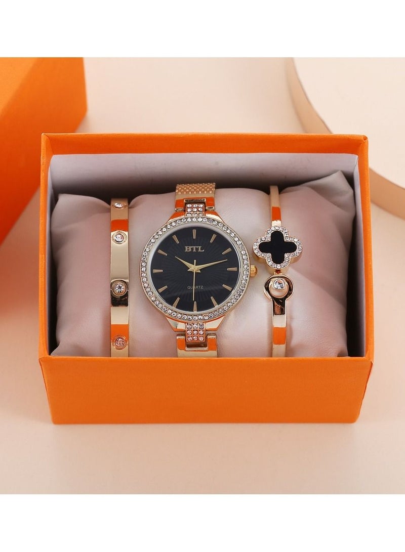 BTL Creative And Exquisite Personality Simple Temperament Casual Thin Strap Mesh Strap Quartz Watch Bracelet Set - Image 4