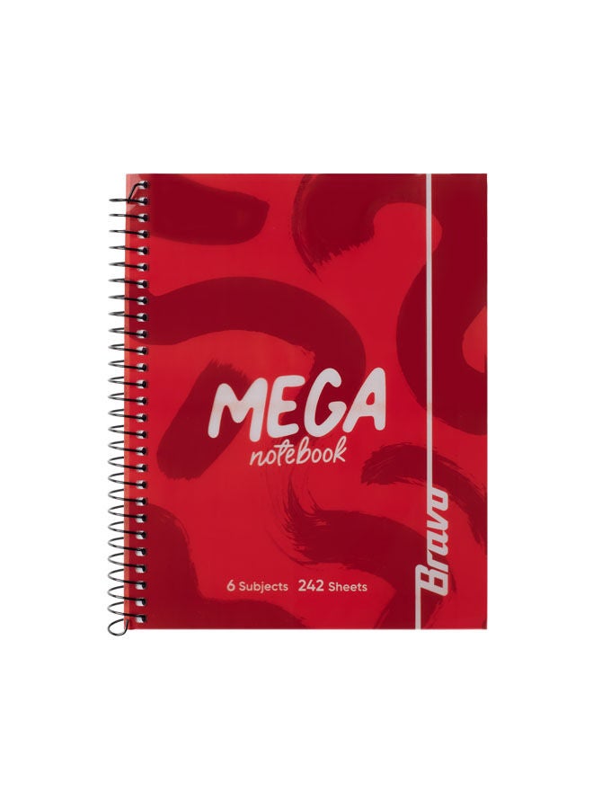 Bravo New Mega Notebook Large - 6 Subjects – Red  - Image 1