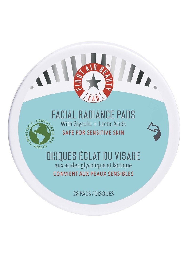 First Aid Beauty FIRST AID BEAUTY Facial Radiance Pads with Glycolic + Lactic Acids Compostable (28 Pads) - Image 1