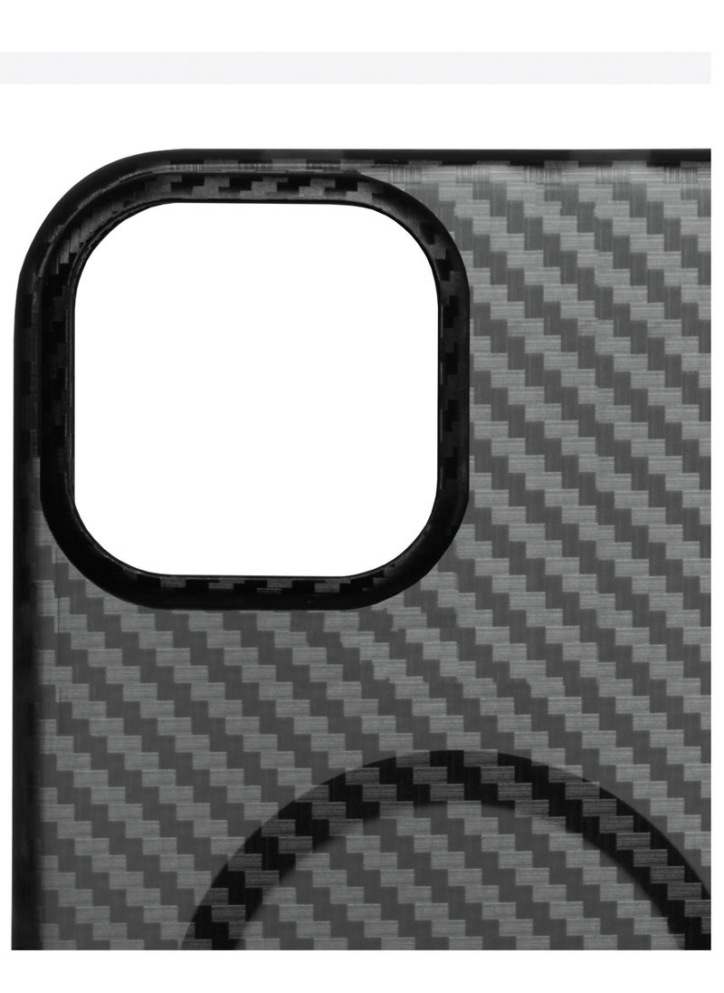 Carbon Case for iPhone 13/14, Plastic-coated Carbon, Solid Camera Protection, Shockproof, Enhanced Protection, Compatible with Magsafe and Wireless Charging