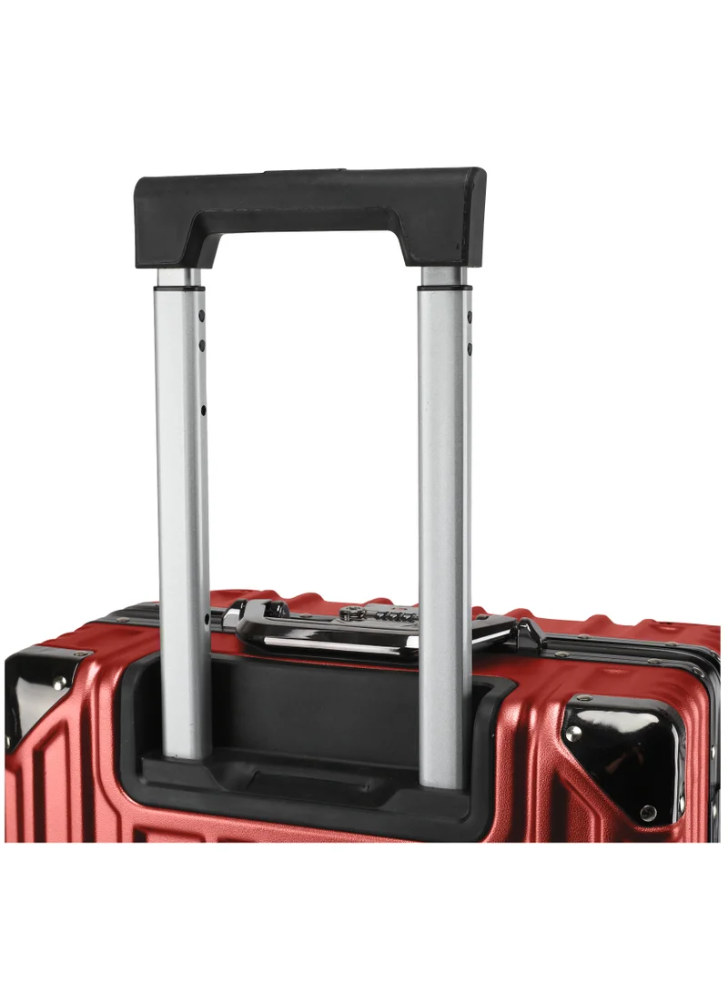 CABINPRO Lightweight Aluminum Frame Fashion Luggage Trolley Polycarbonate Hard Case Medium Checked Luggage Suitcase with 4 Quite 360 Degree Double Spinner Wheels CP001 Maroon