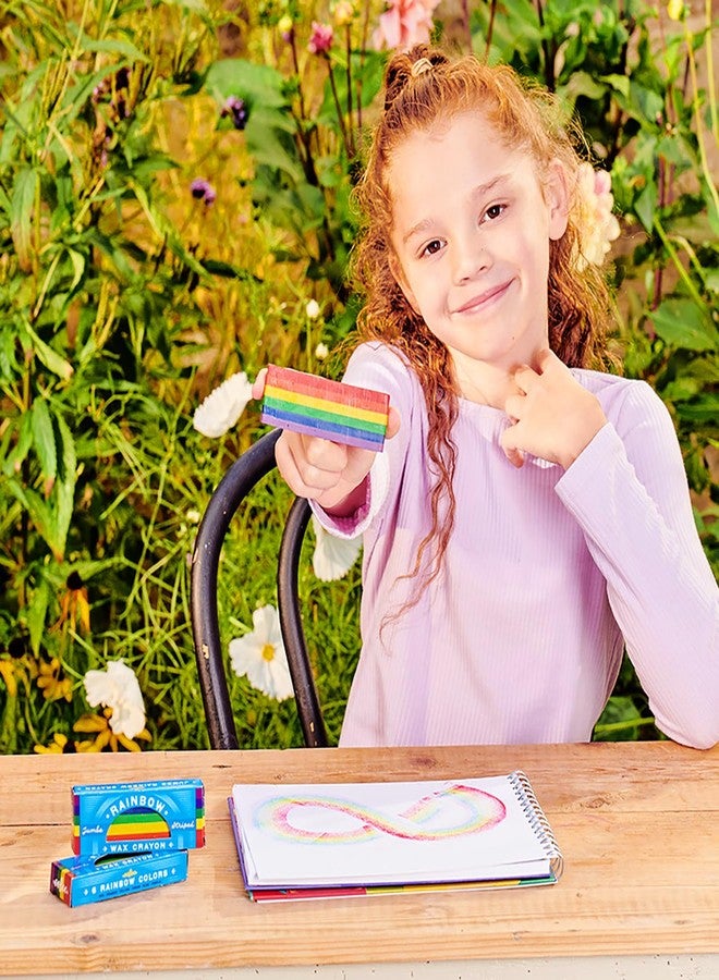 eeBoo: Jumbo Wax Crayon: Rainbow Striped - 6 Vibrant Colors in One Chunky Crayon, 4" x 1.5" x 0.625" Block, Art & Coloring Supplies, Kids Ages 3+ - Image 5
