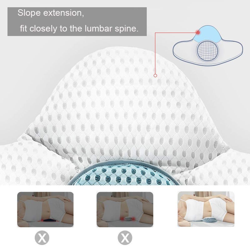 Fcare Lumbar Support Pillow for Sleeping, Height Adjustable, 3D Lower Back Support Pillow Waist Sciatic Pain Relief Cushion Reduce Pain for Bed Rest - Side, Back and Stomach Sleepers - Image 3
