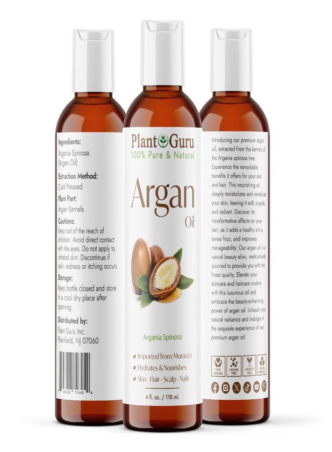 Plant Guru Argan Oil 4 fl. oz. Morocco Virgin, Cold Pressed 100 Pure Natural - Stimulates Hair Growth, Skin, Face And Body Moisturizer. - Image 2