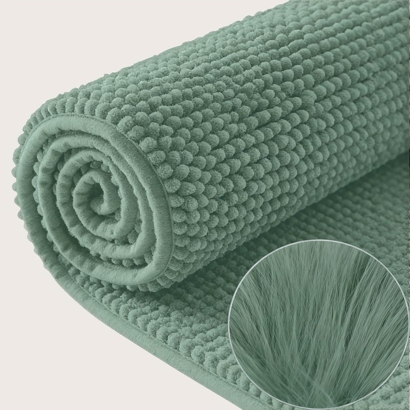 Light Gray Chenille Bathroom Rug Mat 40x60cm Water Absorbent Microfiber Shower Mat Soft Washable Shag Bath Mat Pet Friendly for Bathroom Bedroom Living Room Kitchen - Image 2