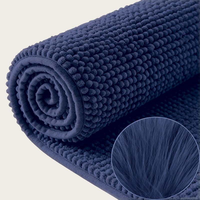 Light Gray Chenille Bathroom Rug Mat 40x60cm Water Absorbent Microfiber Shower Mat Soft Washable Shag Bath Mat Pet Friendly for Bathroom Bedroom Living Room Kitchen - Image 1