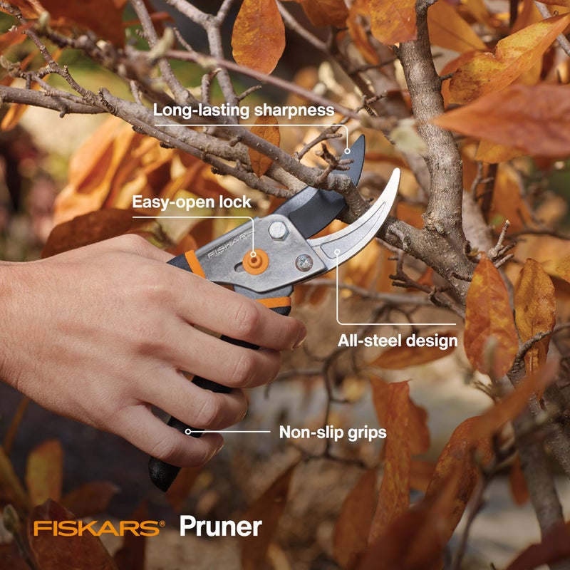 Fiskars House Plant Starter Tool Gift Set with Bypass Pruner, Trowel, Cultivator, and L/XL Garden Gloves, Accessories for Indoor Gardening (4 Piece Kit) - Image 3