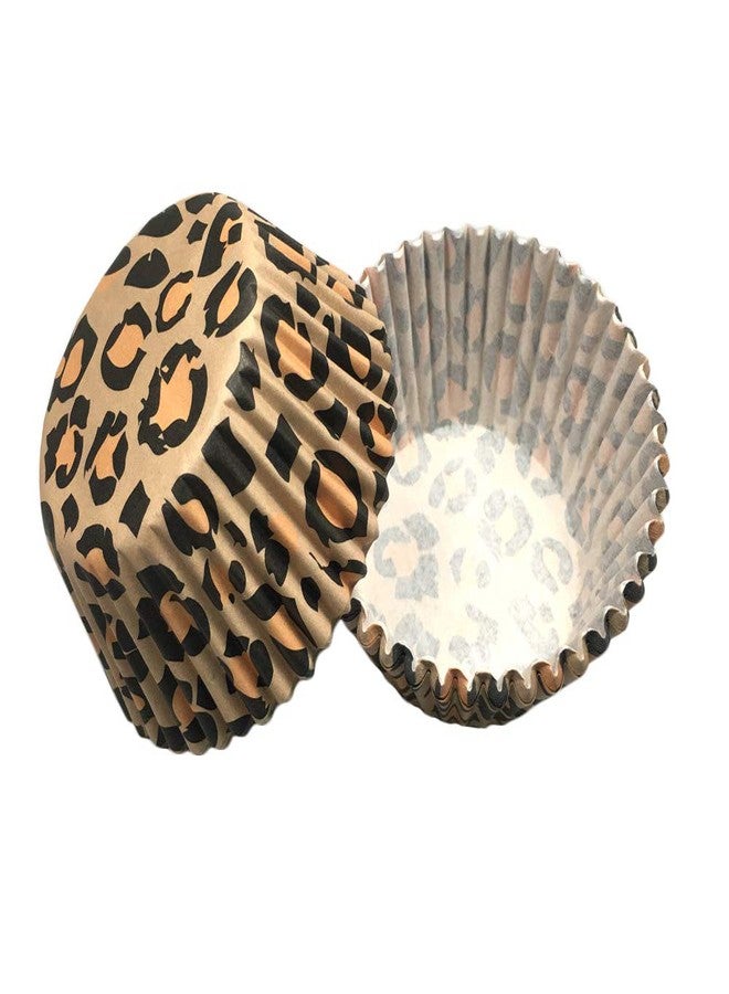 Royalty Essentials Leopard Animal Print Cupcake Liners - 100 Count Baking Cups with Wild One Toppers and Decorations - Image 1