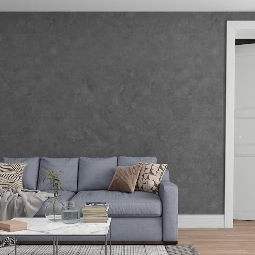 3yecao 161181 Big Roll Large Size Thick Dark Blue Grey Concrete Wallpaper Peel and Stick Gray Concrete Contact Paper Vinyl Industrial Glossy Adhesive Cement Tile Sticker for Bedroom Bathroom Walls - Image 3
