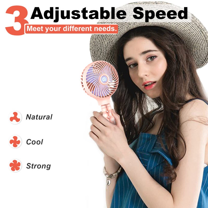 TRELC Mini Handheld Stroller Fan, Personal Portable Baby Rechargeable Fan With Flexible Tripod, Upgraded Version, Gift for Children Office Treadmill Room Car Traveling BBQ Gym (Pink) - Image 4
