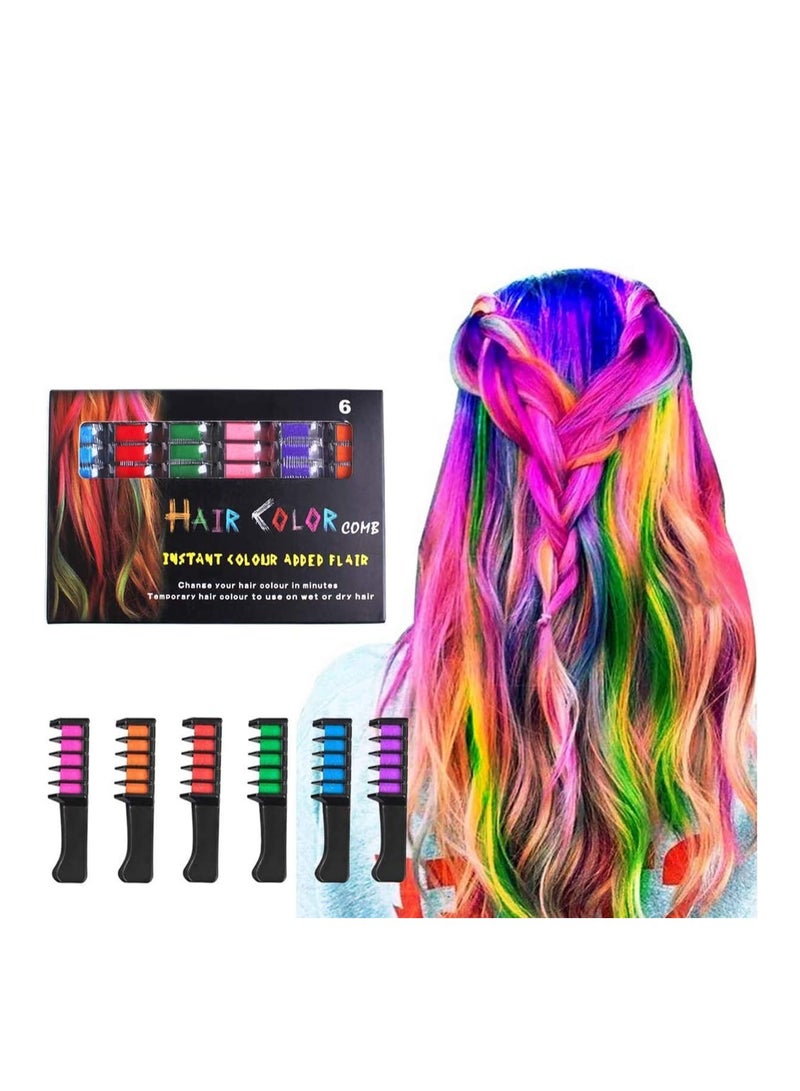 SYOSI Hair Chalk Comb for Girls Kids, 6 Pcs Temporary Bright Hair Color for Kids Girls Gifts Age 4 5 6 7 8 9 10+, Washable Hair Dye for Easter New Year Children's Day Birthday Gift Cosplay - Image 1