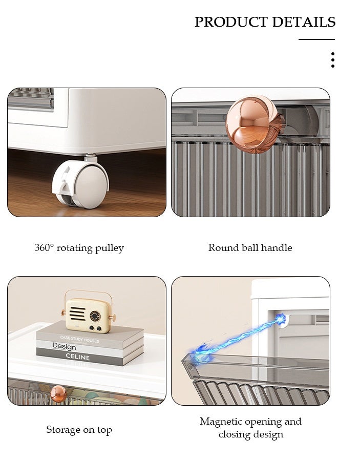 DUNISO Lidded Storage Bin,Plastic Folding Storage Cabinet with Doors，5 Layers Stackable Storage Bins with Wheels,Portable Storage for Kitchen, Study, Living Room, Bedroom, Bathroom - Image 5