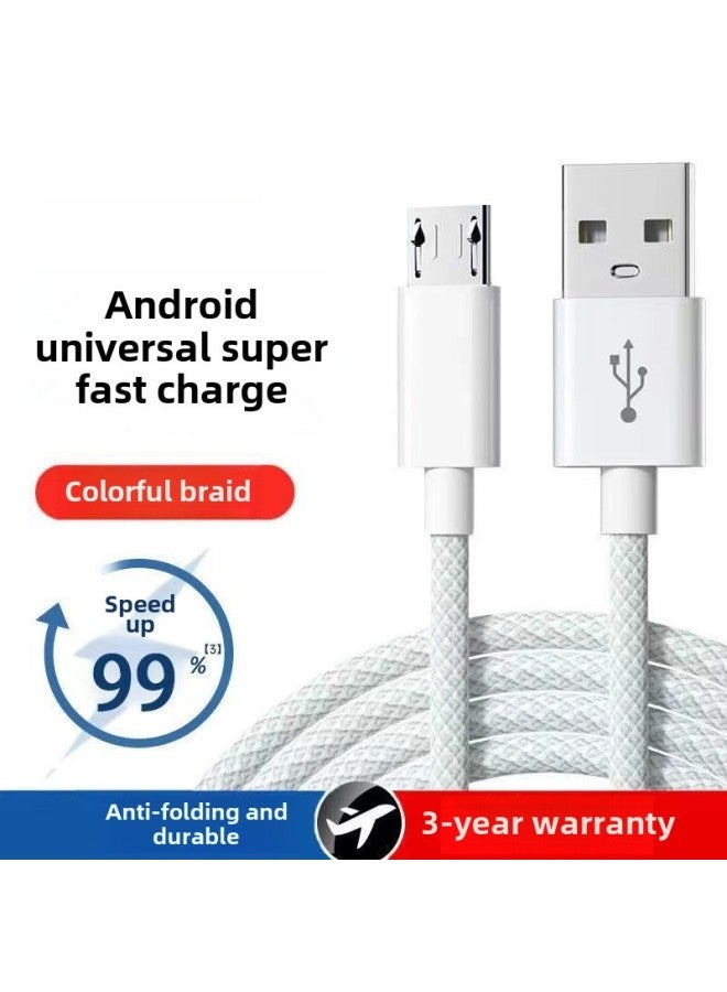 Android Data Cable Fast Charge Applicable To Huawei Charging Line OPPO Xiaomi Vivo Charger Typec Flash Charge Lengthen-Color:Android White Line Model 【original Quality】- 2m 【one Pack】 - Image 5