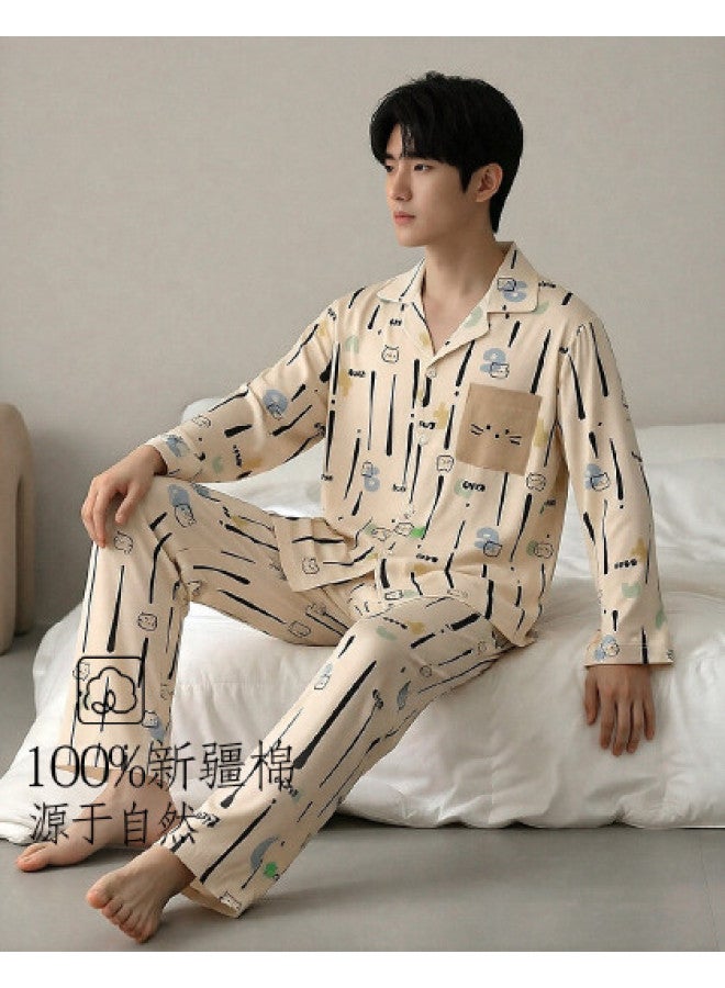 Zisehy Men's Pajamas Spring And Autumn Student Youth Large Size Wearable Homewear Set - Image 1