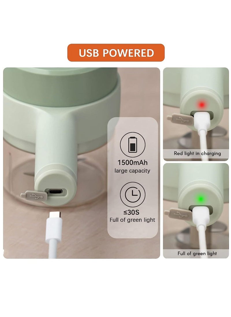 خلاط طعام كهربائي محمول 4 في 1 مجموعة قاطع خضار لاسلكي مع مطحنة لحم مزود بالطاقة عبر USB للطهي في المطبخ - 1 عبوة - Image 2