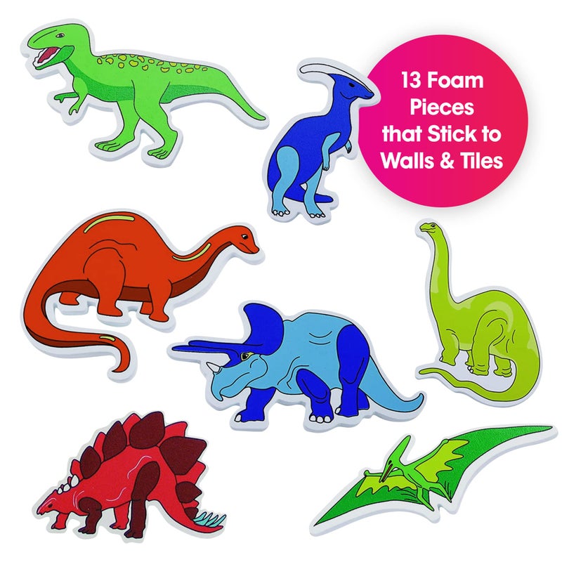 Edushape Magic Creations Foam Sticker Imaginative Bath Tub Activity Play Set, Dinosaurs - Image 2