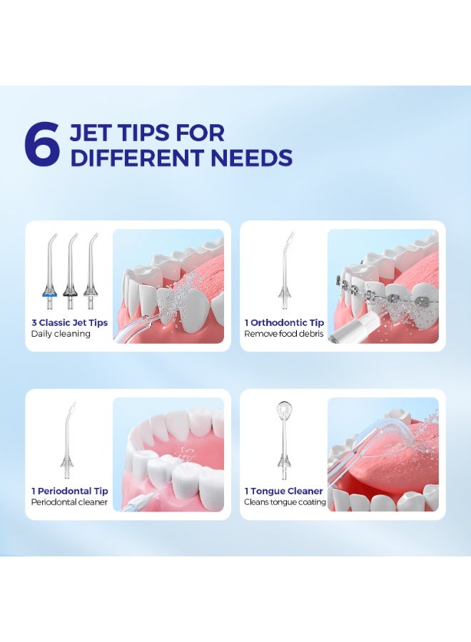 WAFLOO Water Flosser Professional 5 Modes 6 Nozzles 300ML Tank Rechargeable Portable Oral Irrigator IPX7 Waterproof Electric Flosser for Deep Teeth Cleaning (Purple) - Image 4
