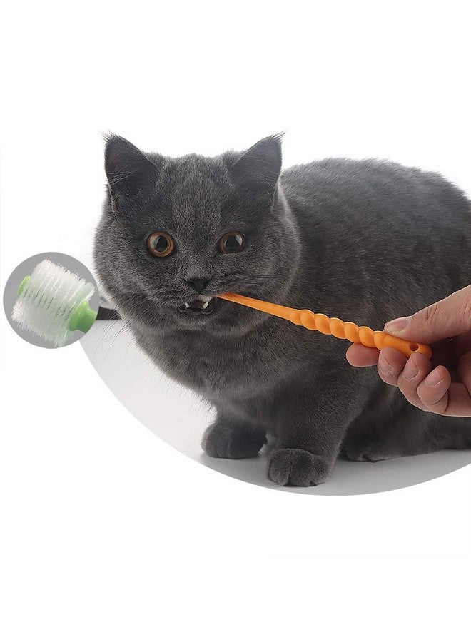 في تربو واي فرشاة أسنان للحيوانات الأليفة بزاوية 360 درجة للجراء والكلاب الصغيرة والقطط، قد تختلف الألوان - Image 4