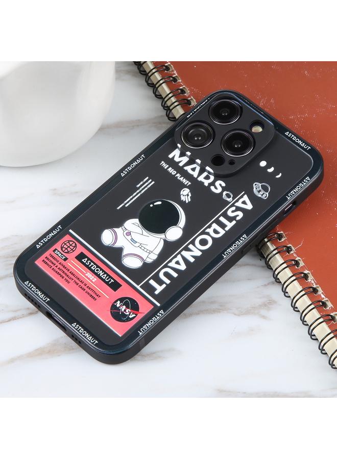 اس-توب جراب لهاتف iPhone 16 Plus بنمط رائد فضاء من السيليكون بحافة مستقيمة - Image 2