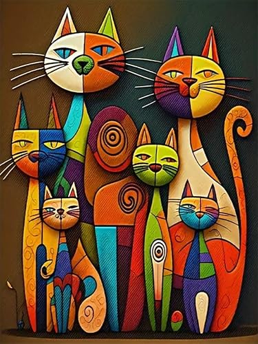 mrpwnle Cat Diamond Painting Kits for Adults Beginners DIY Cute Cat Diamond Art Kits for Adults 5D Full Drill Diamond Art Dots Gem Paintings Kit for Festival Home Wall Decor 12x16inch - Image 1
