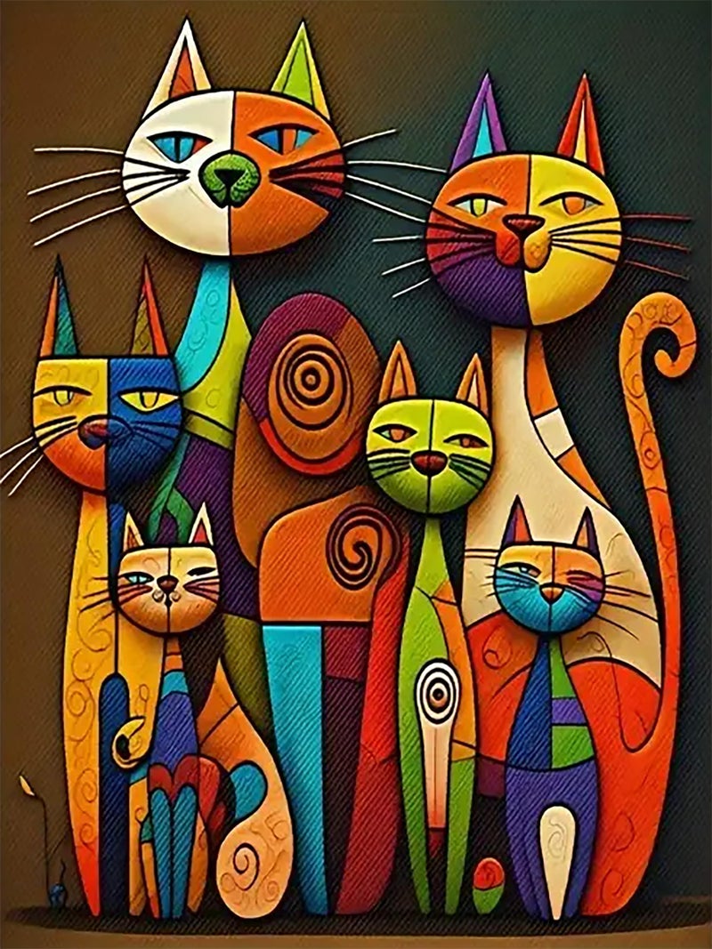 mrpwnle Cat Diamond Painting Kits for Adults Beginners DIY Cute Cat Diamond Art Kits for Adults 5D Full Drill Diamond Art Dots Gem Paintings Kit for Festival Home Wall Decor 12x16inch - Image 3