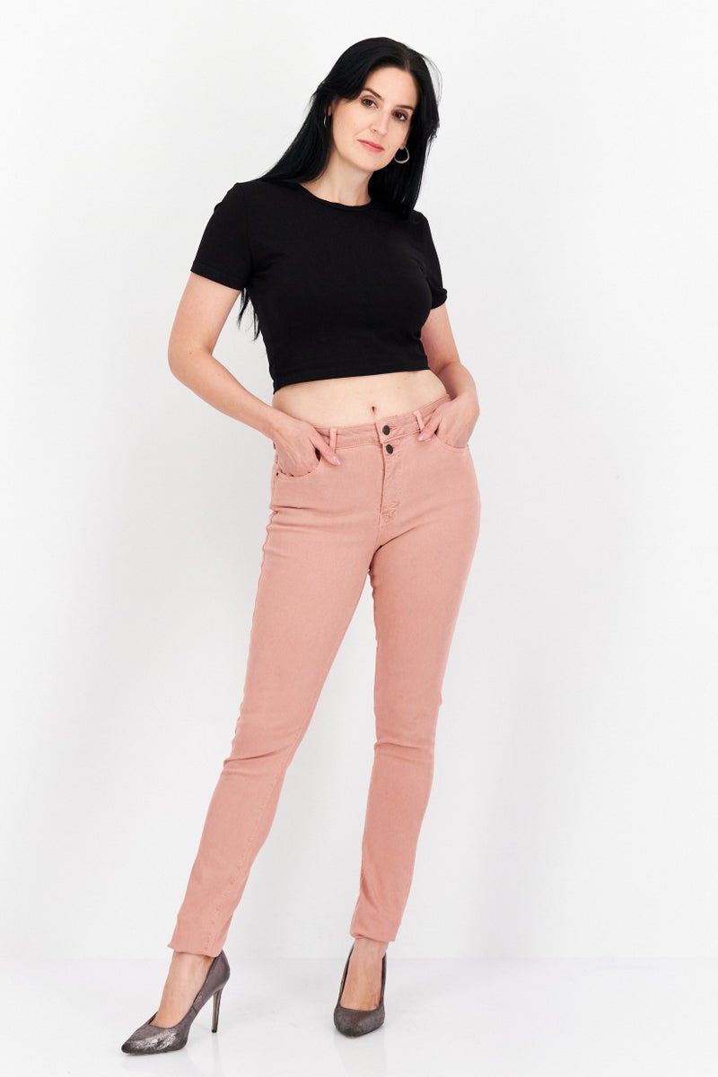 ESPRIT Women Skinny Fit Plain Stretchable Jeans, Dusty Pink - Image 3