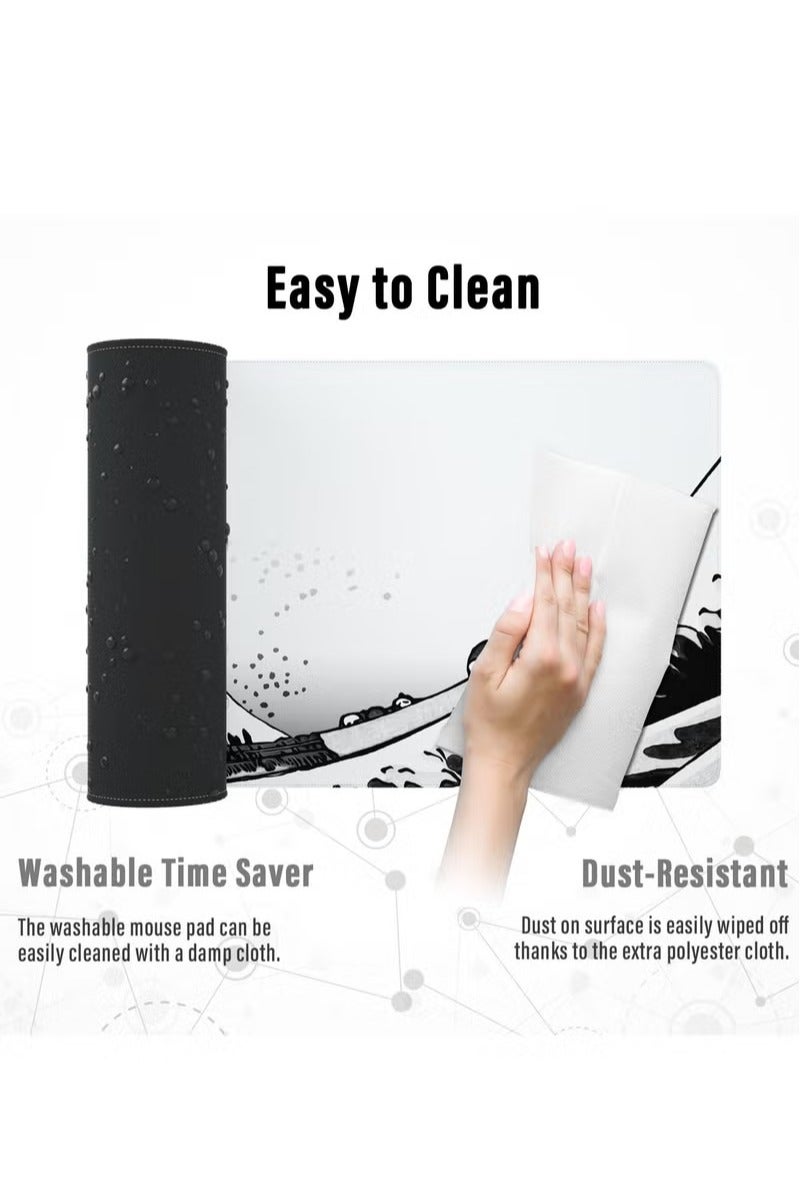 Daxiongmao Large Gaming Mouse Pad 900x400x3mm Large Desk Mat for Keyboard & Office Decor - White Wave - Image 4