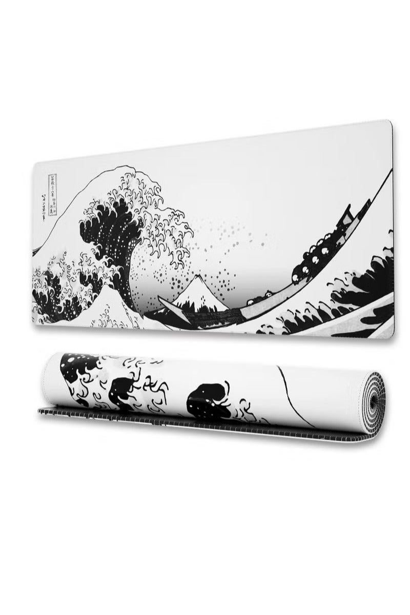 Daxiongmao Large Gaming Mouse Pad 900x400x3mm Large Desk Mat for Keyboard & Office Decor - White Wave - Image 1