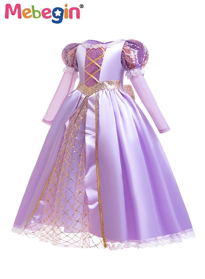 MEBEGIN Girls Stylish Tutu Dress Set with Wand, Handbag, Gloves and Jewelry, Fancy Elegant Princess Dress with Sequins, Puff Sleeve Tulle Dress for Girls, Suitable for Party, Birthday, Funfair, Stage Performance, Cosplay and Any Other Special Occasions - Image 3