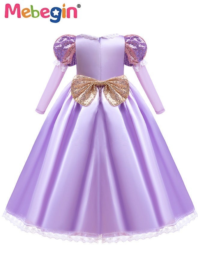 MEBEGIN Girls Stylish Tutu Dress Set with Wand, Handbag, Gloves and Jewelry, Fancy Elegant Princess Dress with Sequins, Puff Sleeve Tulle Dress for Girls, Suitable for Party, Birthday, Funfair, Stage Performance, Cosplay and Any Other Special Occasions - Image 4