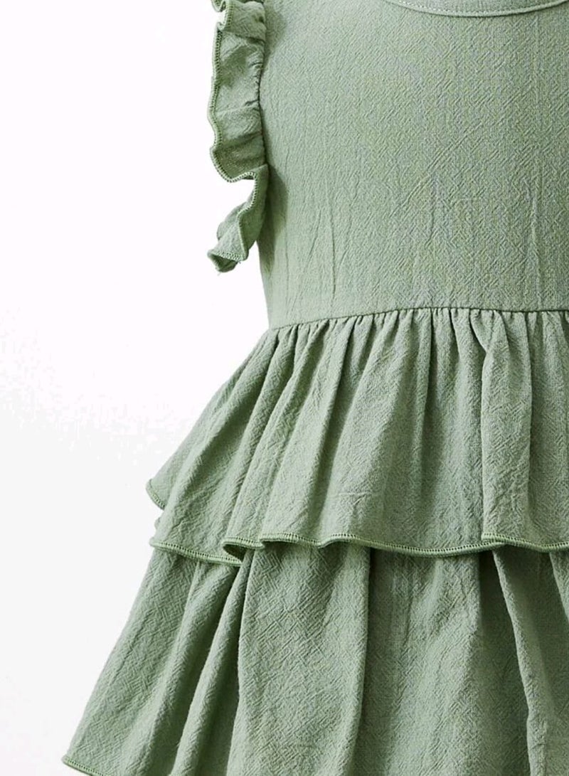 Shein Baby Ruffle Trim Layer Hem Dress - Image 3