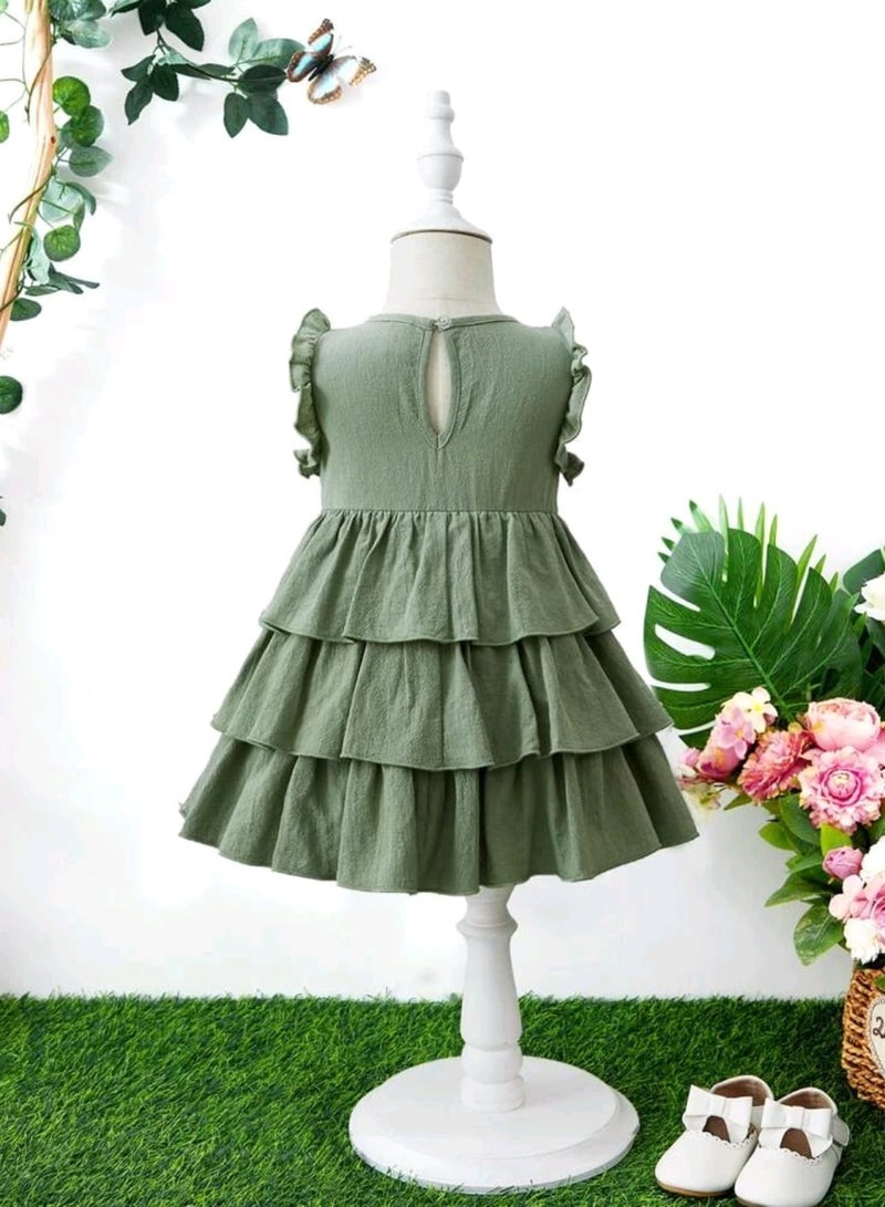 Shein Baby Ruffle Trim Layer Hem Dress - Image 2