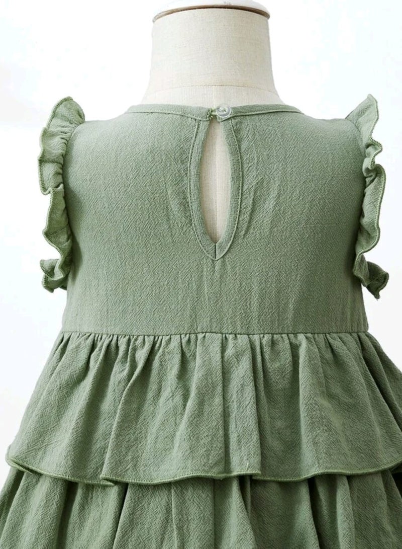 Shein Baby Ruffle Trim Layer Hem Dress - Image 4