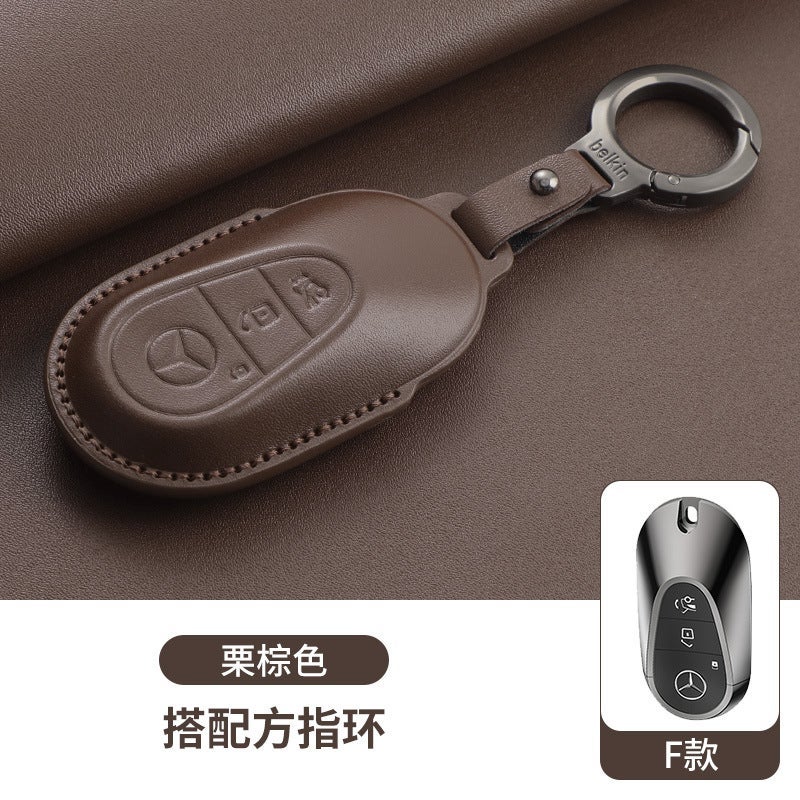 Genuine Leather Key Case for Mercedes-Benz E300L, C260L, A200L, GLC/GLB220, GLE350, Vito, and CLA - Image 1