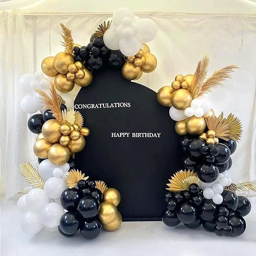 BRIJBAZAAR 25 pcs Gold Black White Metallic Chrome Balloons for Birthday Decoration items celebration Anniversary Girls Boys Men Women - Image 1