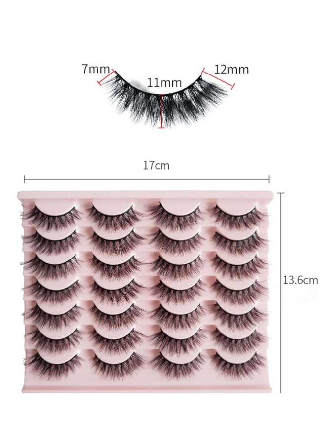 14 pairs of false eyelashes, 3D eyelashes with thick curling and large volume, natural fluffy cat eye eyelashes - Image 1