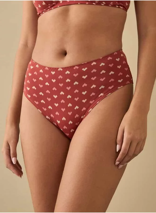 FAV Printed Brief with Lace Detail and Elasticated Waistband