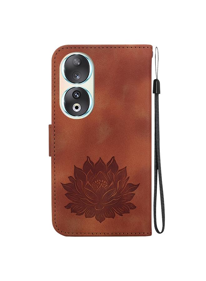The Bros Phone Case For Honor 90 Lotus Embossed Leather Phone Phone Case  - Image 3