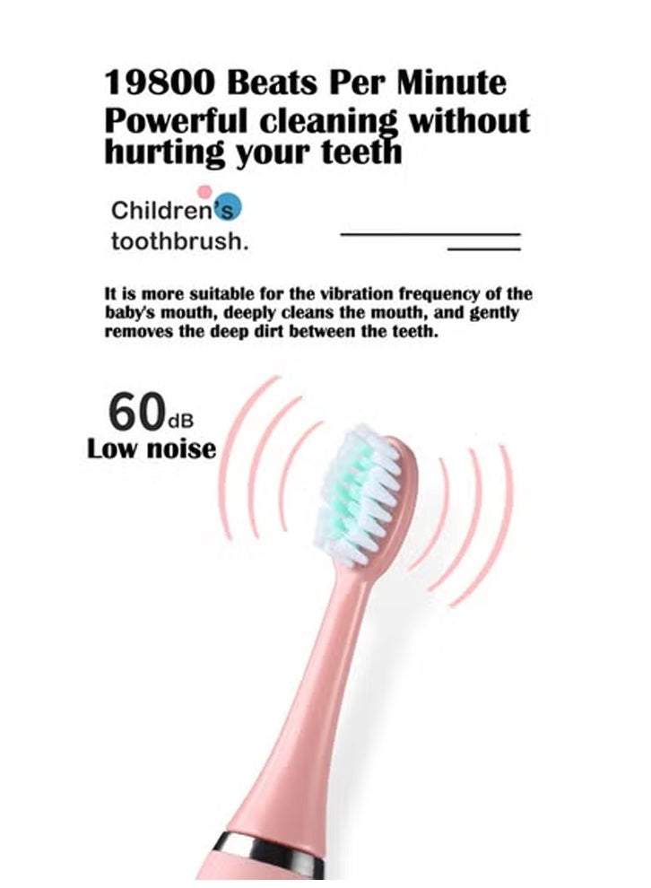 KLNAMAEAAN Ultrasonic Electric Children's Toothbrush Super Soft Waterproof Teeth Cleaning Artifact USB Charging with 6 Heads Electric Toothbrush for Kids Kids Dental Hygiene Product - Image 3