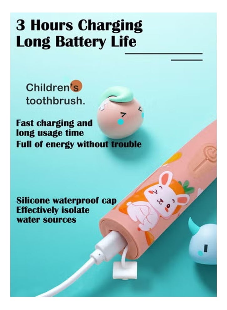 KLNAMAEAAN Ultrasonic Electric Children's Toothbrush Super Soft Waterproof Teeth Cleaning Artifact USB Charging with 6 Heads Electric Toothbrush for Kids Kids Dental Hygiene Product - Image 4