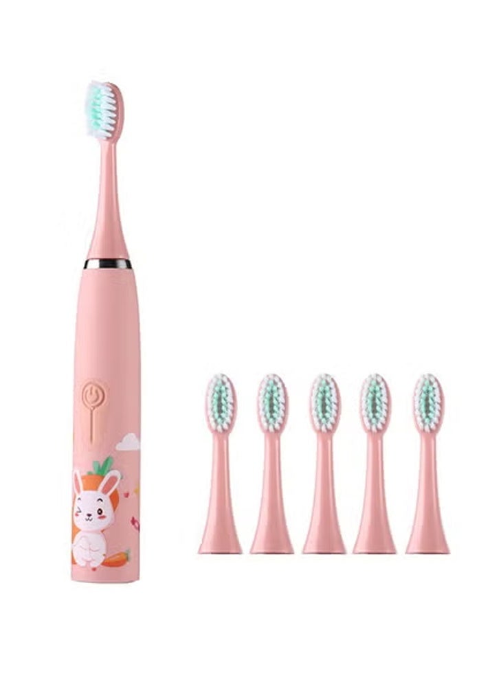 KLNAMAEAAN Ultrasonic Electric Children's Toothbrush Super Soft Waterproof Teeth Cleaning Artifact USB Charging with 6 Heads Electric Toothbrush for Kids Kids Dental Hygiene Product - Image 5
