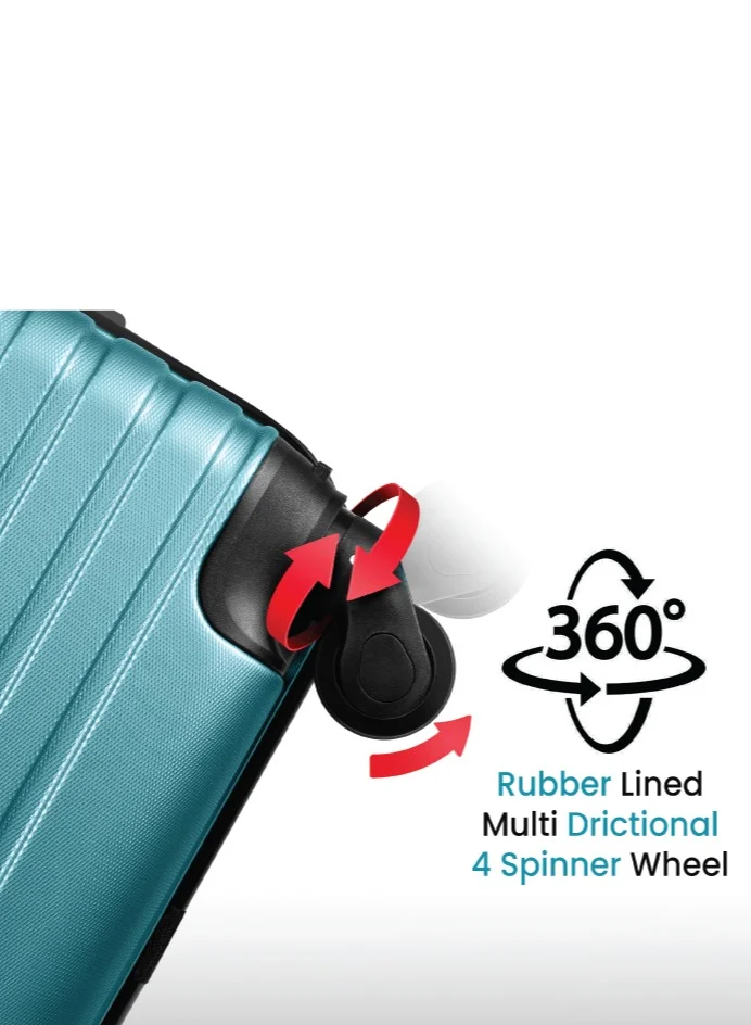 MNUK Pilgrimage Carry-on Luggage | Hardside Soft Handle Trolley with TSA Lock | 360° 4 Wheeler| Cabin-20 Inch, Turquoise