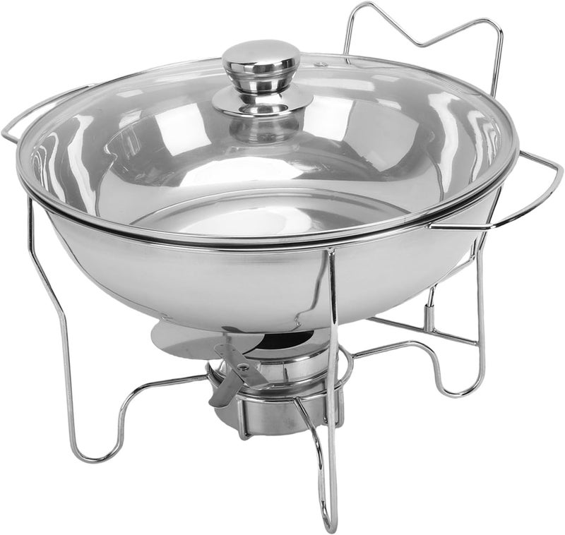 Asixxsix Chafing Dishes for Buffet, Stainless Steel Buffet Food Warmer with Glass Lid and Drip Trays, Round Chafing Dish with for Catering Parties Weddings Events (6L) - Image 5