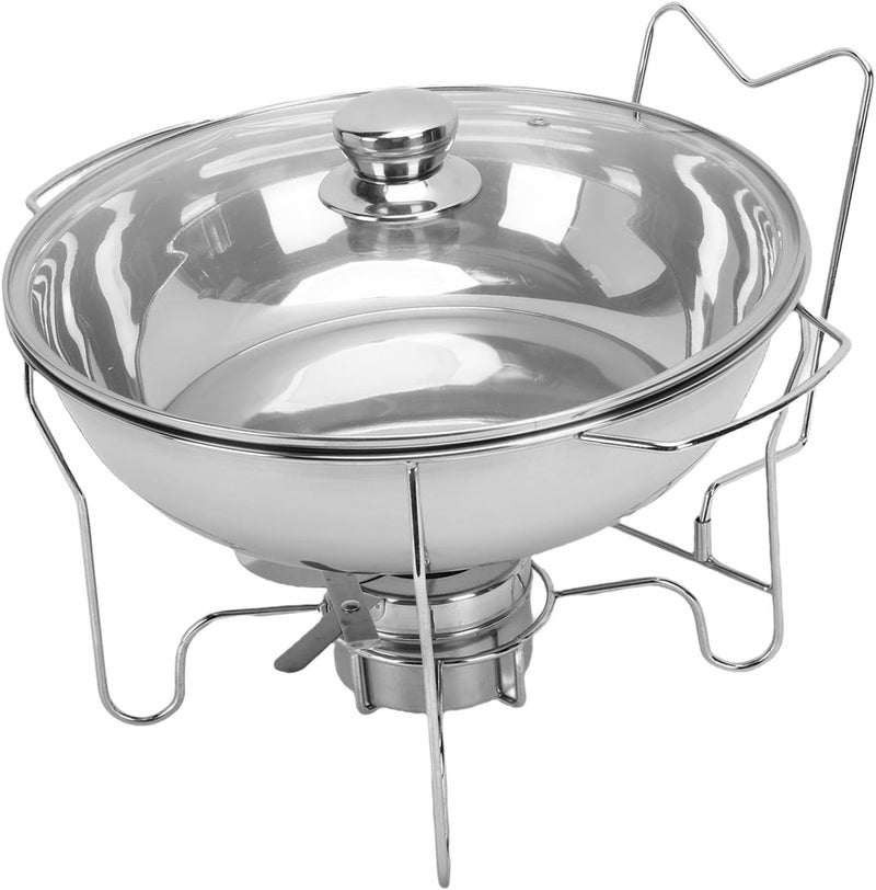Asixxsix Chafing Dishes for Buffet, Stainless Steel Buffet Food Warmer with Glass Lid and Drip Trays, Round Chafing Dish with for Catering Parties Weddings Events (6L) - Image 1